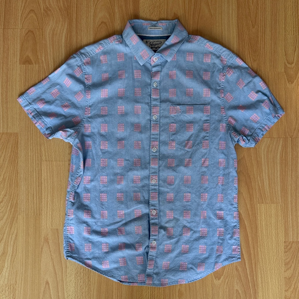 Original Penguin Blue and Pink Patterned Casual Shirt